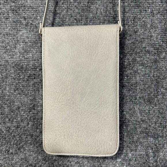 Crossbody Bag Purse on A String Phone Credit Cards Gray Faux Leather Tassel - Picture 4 of 5